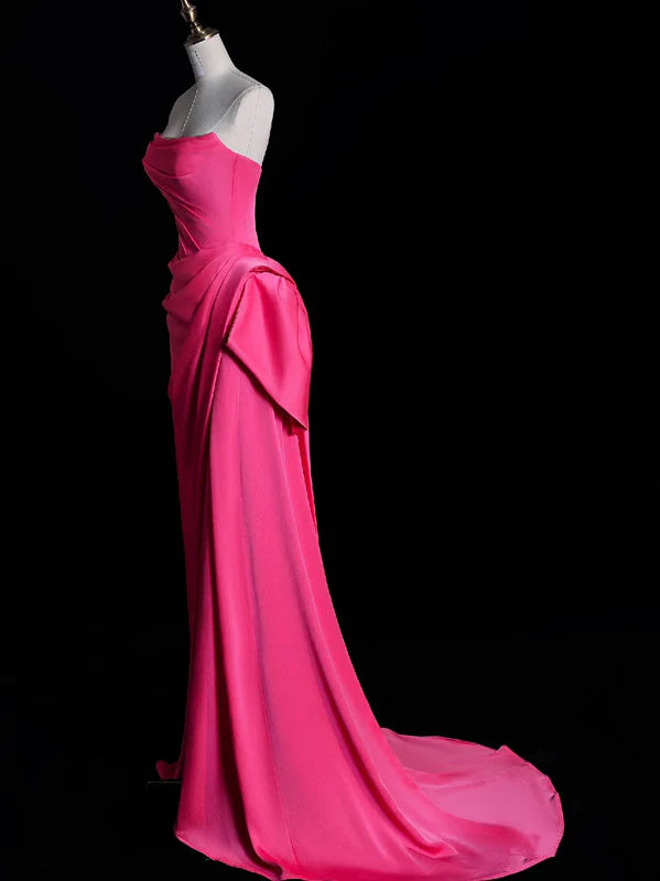Robe Weitese modeste sirène bustier rose satin robe de soirée longue robe de bal robes de soirée